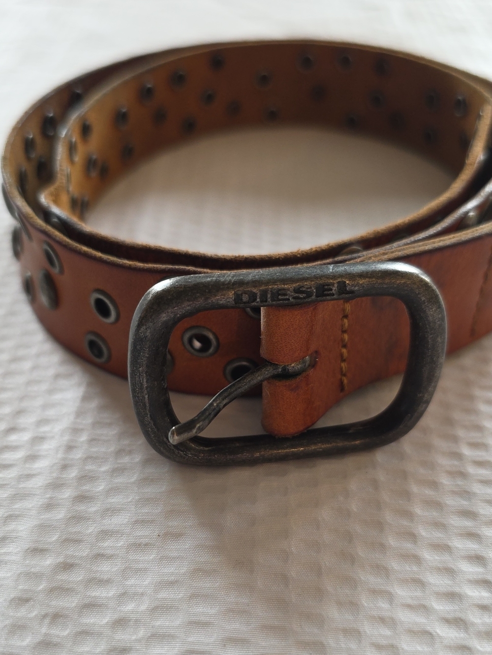 DIESEL leather grommet leather belt!